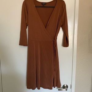 Brown wrap dress